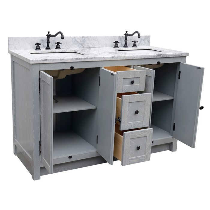 One Allium Way® Keesha 55 Free Standing Double Bathroom Vanity With